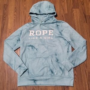 Hooey Women’s Turquoise Rope Like A Girl Hoodie Large | Pullover Sweatshirt C74